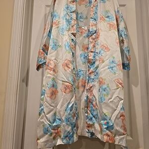 Secret Treasure Floral Women's Slip Nightgown & Kimono Robe